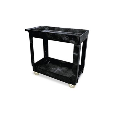 Service / Utility Cart, Two-Shelf, 17w x 38d x 31h, Black