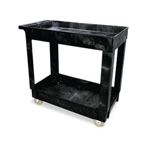 Service / Utility Cart, Two-Shelf, 17w x 38d x 31h, Black