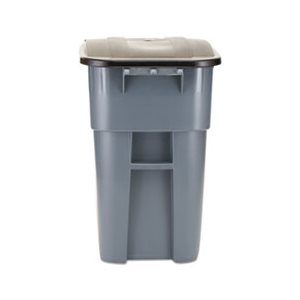 Brute Rollout Container, Square, Plastic, 50gal, Gray