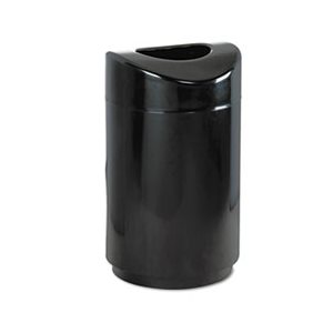 Eclipse Open Top Waste Receptacle, Round, Steel, 30gal, Black