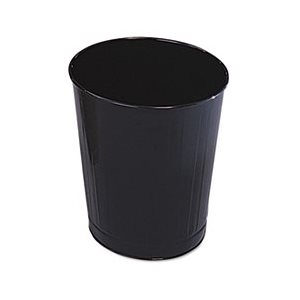 Fire-Safe Wastebasket, Round, Steel, 6 1 / 2 gal, Black