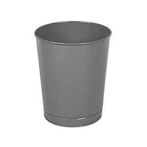 Fire-Safe Wastebasket, Round, Steel, 6 1 / 2 gal, Gray