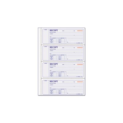 Money Receipt Book, 7 x 2 3 / 4, Carbonless Duplicate, 200 Sets / Book