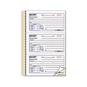 Money Receipt Book, 5 x 2 3 / 4, Two-Part Carbonless, 225 Sets / Book