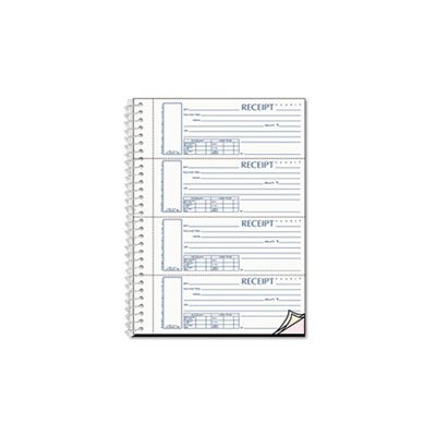 Spiralbound Unnumbered Money Receipt Book, 7 x 2 3 / 4, Three-Part, 120 Sets / Book