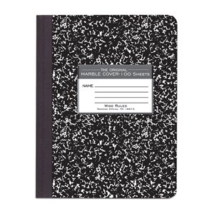 Marble Cover Composition Book, Wide Rule, 9 3 / 4 x 7 1 / 2, 100 Pages