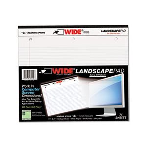 WIDE Landscape Format Writing Pad, College Ruled, 11 x 9 1 / 2, White, 75 Sheets