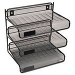 Mesh Three-Tier Letter Size Desk Shelf, 10 x 7 x 9 3 / 8, Black