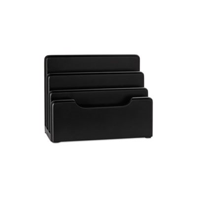 Wood Tones Desktop Sorter, Three Sections, Wood, Black