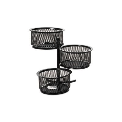 3 Tier Wire Mesh Swivel Tower Paper Clip Holder, 3 3 / 4 x 6 1 / 2 x 6, Black