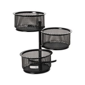 3 Tier Wire Mesh Swivel Tower Paper Clip Holder, 3 3 / 4 x 6 1 / 2 x 6, Black