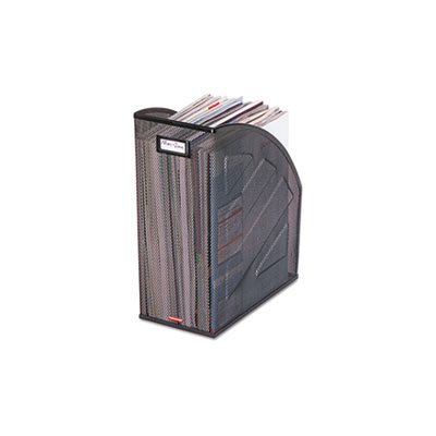 Nestable Rolled Mesh Steel Jumbo Magazine File, 6 1 / 2 x 10 x 12 1 / 2, Black