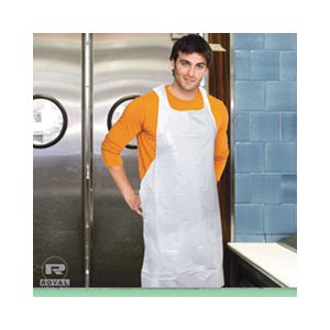 Poly Apron, White, 28 in. x 46 in., 100 / Pack, One Size Fits All, 10 Pack / Carton