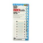 Side-Mount Self-Stick Plastic Index Tabs Nos 1-10, 1 inch, White, 104 / Pack