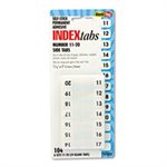 Side-Mount Self-Stick Plastic Index Tabs Nos 11-20, 1 inch, White, 104 / Pack