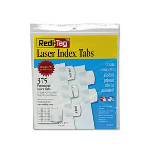 Laser Printable Index Tabs, 1 1 / 8 x 1 1 / 4, White, 375 / Pack