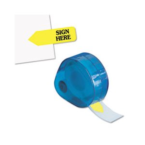 Arrow Message Page Flags in Dispenser, "Sign Here", Yellow, 120 Flags / Dispenser