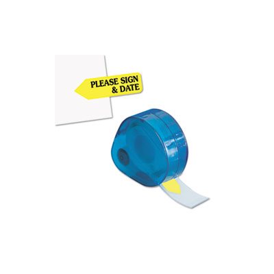 Arrow Message Page Flags in Dispenser, "Please Sign and Date", Yellow, 120 Flags