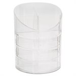 Small Storage Divided Pencil Cup, Plastic, 4 1 / 2 dia. x 5 11 / 16, Clear