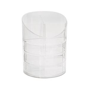 Small Storage Divided Pencil Cup, Plastic, 4 1 / 2 dia. x 5 11 / 16, Clear