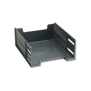 Stackable High Capacity Front Load Letter Tray, Polystyrene, Ebony