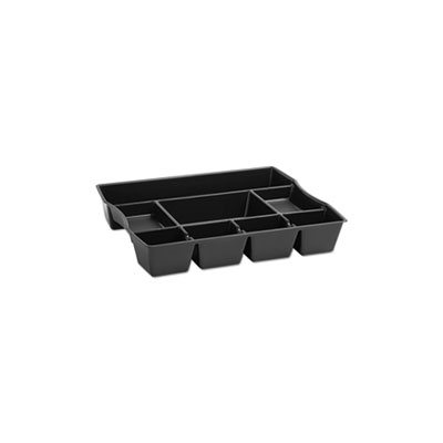 Nine-Compartment Deep Drawer Organizer, Plastic, 14 7 / 8 x 11 7 / 8 x 2 1 / 2, Black