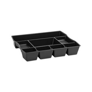 Nine-Compartment Deep Drawer Organizer, Plastic, 14 7 / 8 x 11 7 / 8 x 2 1 / 2, Black