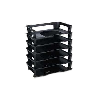 Regeneration Letter Tray, Six Tier, Plastic, Black