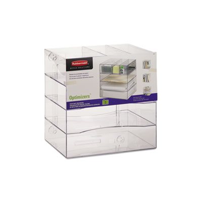 Optimizers Four-Way Organizer with Drawers, Plastic, 10 x 13 1 / 4 x 13 1 / 4, Clear