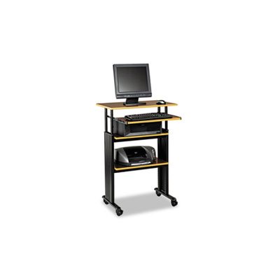 Adjustable Height Stand-Up Workstation, 29w x 22d x 49h, Cherry / Black