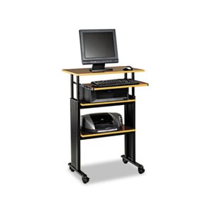 Adjustable Height Stand-Up Workstation, 29w x 22d x 49h, Cherry / Black