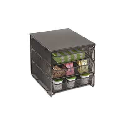 3 Drawer Hospitality Organizer, 7 Compartments, 11 1 / 2w x 8 1 / 4d x 8 1 / 4h, Bk