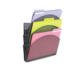 Onyx Magnetic Mesh Panel Accessories, 3 File Pocket, 13 x 4 1 / 3 x 13 1 / 2. Black