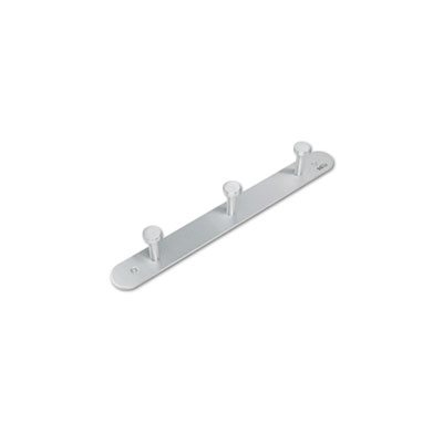 Nail Head Wall Coat Rack, Three Hooks, Metal, 18w x 2-3 / 4d x 2h, Satin Aluminum