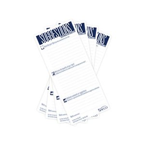 Suggestion Box Cards, 3-1 / 2 x 8, White, 25 Cards / Pack