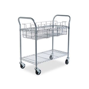 Wire Mail Cart, 600-lb Cap, 18-3 / 4w x 39d x 38-1 / 2h, Metallic Gray