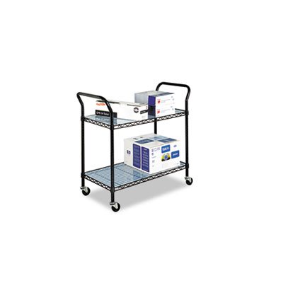 Wire Utility Cart, Two-Shelf, 43-3 / 4w x 19-1 / 4d x 40-1 / 2h, Black