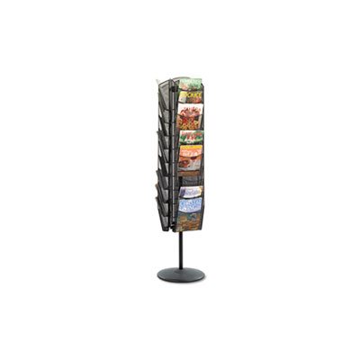 Onyx Mesh Rotating Magazine Display, 30 Compartments, 16-1 / 2w x 66h, Black