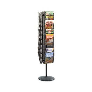 Onyx Mesh Rotating Magazine Display, 30 Compartments, 16-1 / 2w x 66h, Black