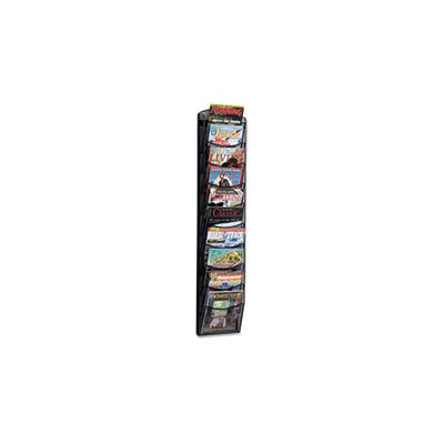 Onyx Mesh Literature Rack, Ten Compartments, 10-1 / 4w x 3-1 / 2d x 50-3 / 4h, Black