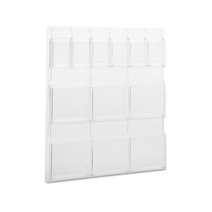 Reveal Clear Literature Displays, 12 Compartments, 30w x 2d x 34-3 / 4h, Clear