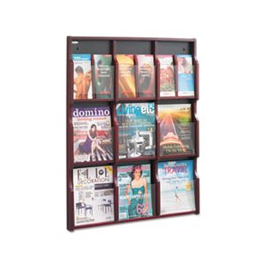 Expose Adj Magazine / Pamphlet Nine Pocket Display, 29-3 / 4w x 38-1 / 4h, Mahogany