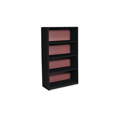 Value Mate Series Metal Bookcase, Four-Shelf, 31-3 / 4w x 13-1 / 2d x 54h, Black