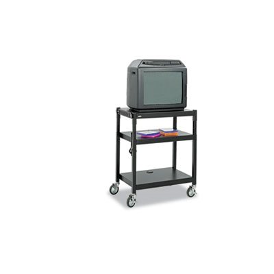 Adjustable-Height Steel AV Cart, 27-1 / 4w x 18-1 / 4d x 28-1 / 2 to 36-1 / 2h, Black