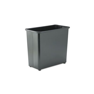 Rectangular Wastebasket, Steel, 27.5qt, Black