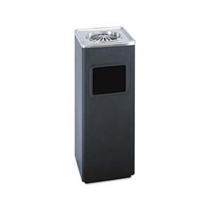 Ash 'N Trash Sandless Urn, Square, Stainless Steel, 3gal, Black / Chrome