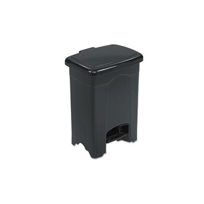 Step-On Receptacle, Rectangular, Plastic, 4gal, Black