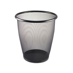 Onyx Round Mesh Wastebasket, Steel Mesh, 5gal, Black