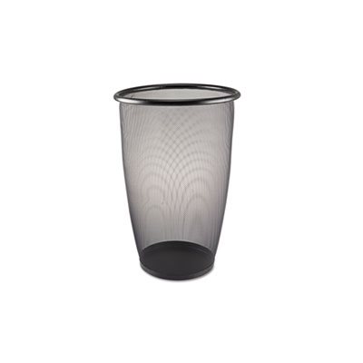 Onyx Round Mesh Wastebasket, Steel Mesh, 9gal, Black