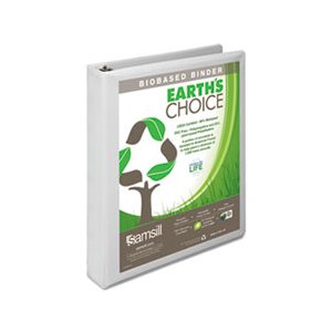 Earth's Choice Biobased D-Ring View Binder, 1" Cap, White